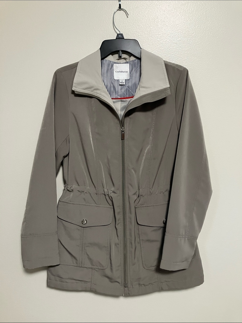 croft & barrow Taupe Utility Jacket with Light Contrast Collar
